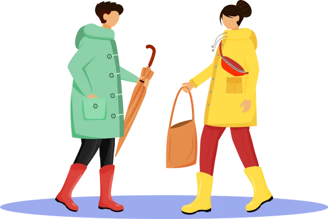 People in raincoat  Illustration