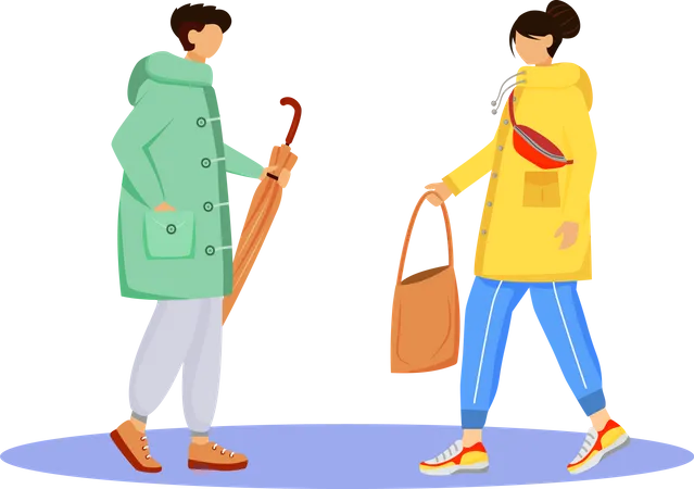 People in raincoats Illustration
