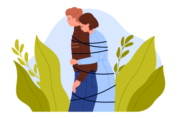 People in relationship dependence  Illustration