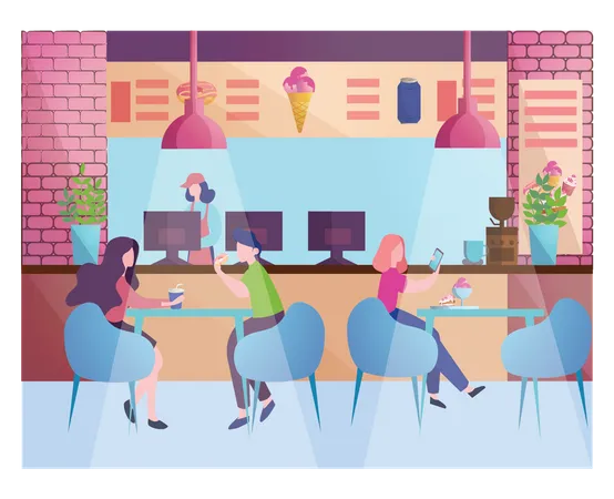 People in restaurant  Illustration