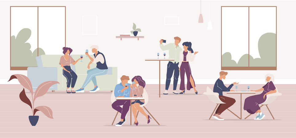 People in restaurant  Illustration