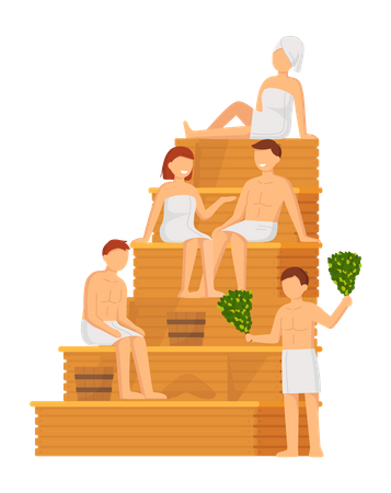 People in sauna Illustration