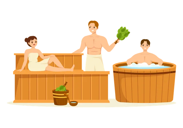 People in sauna  Illustration