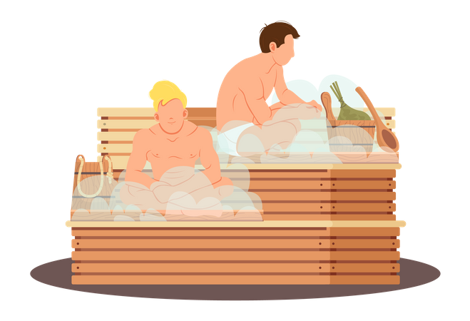 People in sauna  Illustration