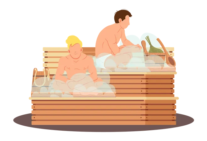 People in sauna  Illustration