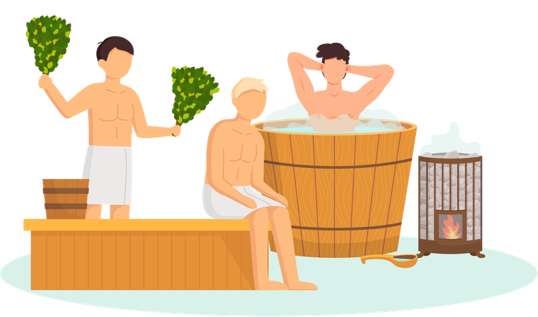 People in sauna  Illustration