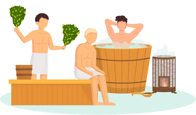 People in sauna  Illustration