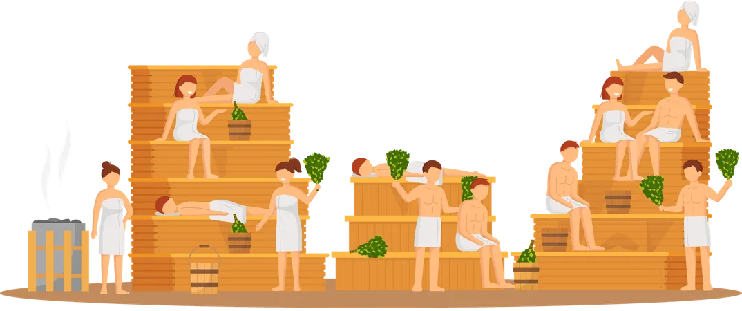 People in sauna  Illustration