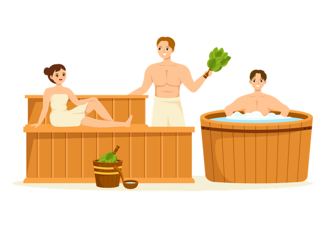 People in sauna  Illustration