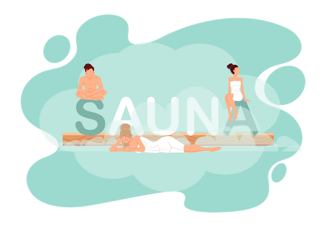 People in sauna spa Illustration