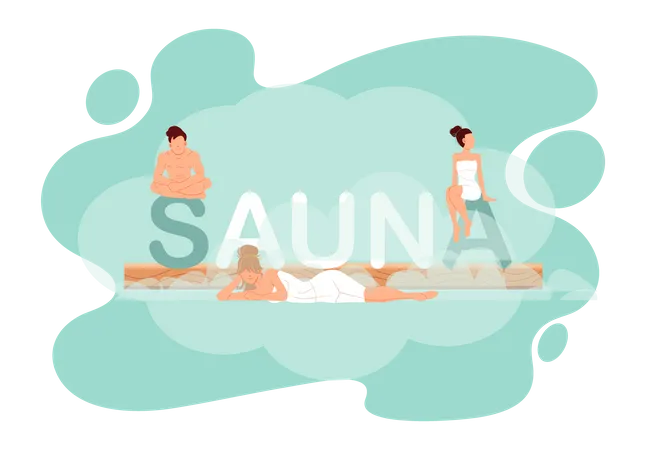People in sauna spa  イラスト