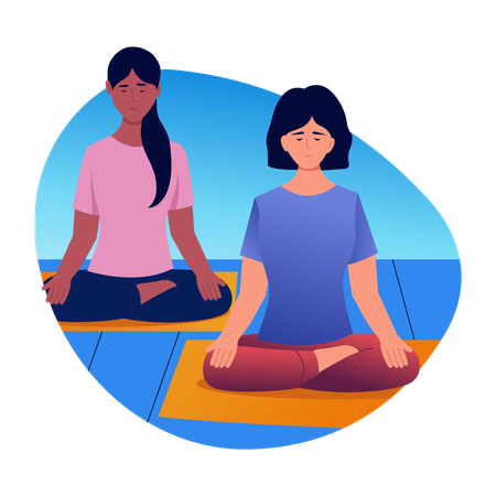People in silence retreat  Illustration