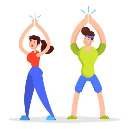 People in sport ware doing stretching  Illustration