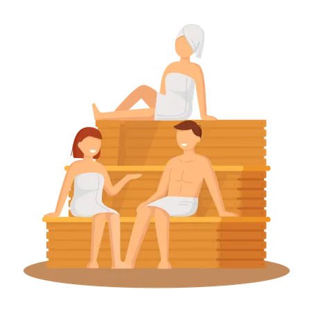 People in steam room  イラスト