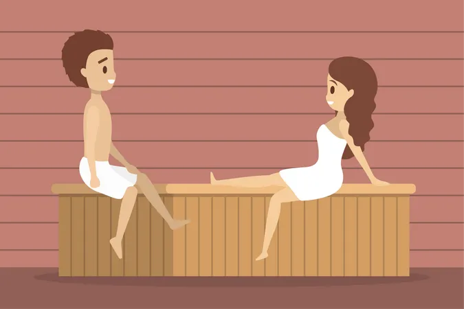 People in steam room  Illustration