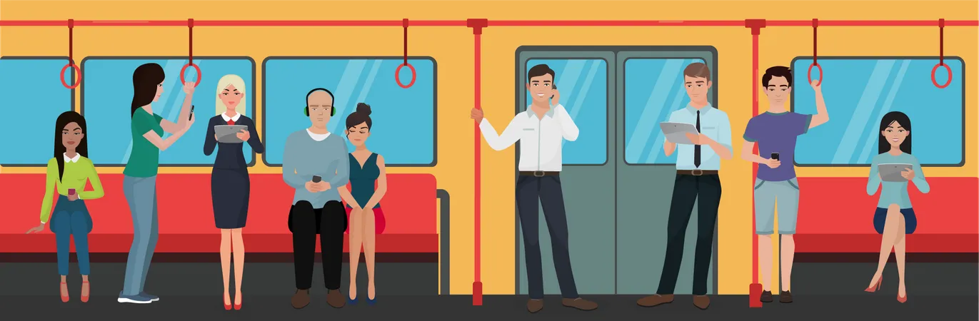 People In Subway Illustration