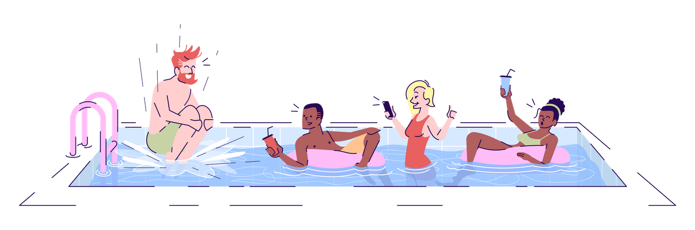 People in swimming pool Illustration