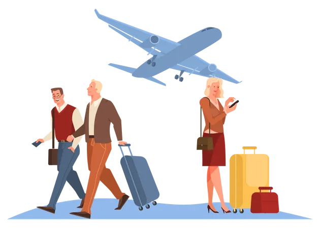 People in the airport Illustration