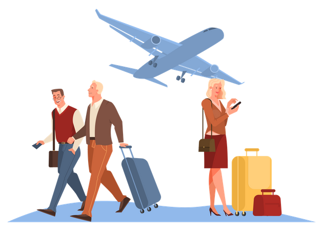 People in the airport  Illustration