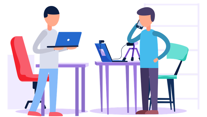 People in the recording studio  Illustration