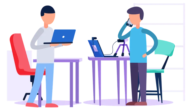 People in the recording studio  Illustration