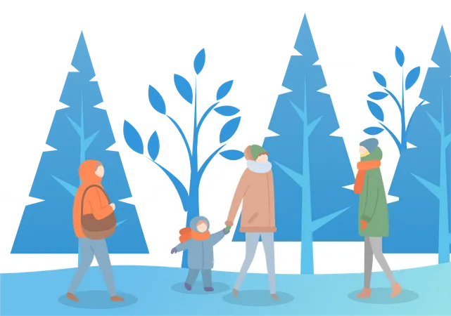 People in winter  Illustration