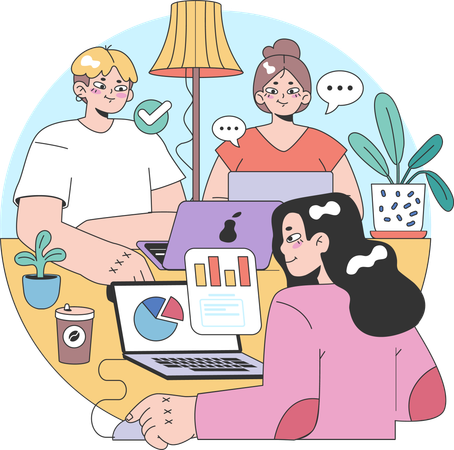 People in workspace  Illustration