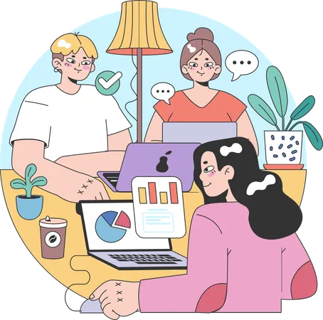 People in workspace  Illustration