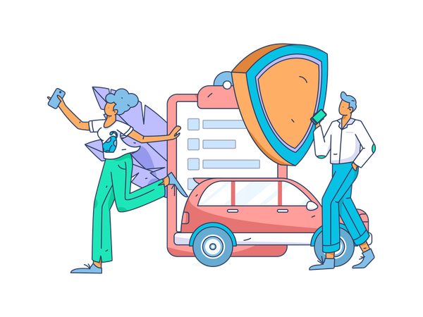 People insuring new car  Illustration