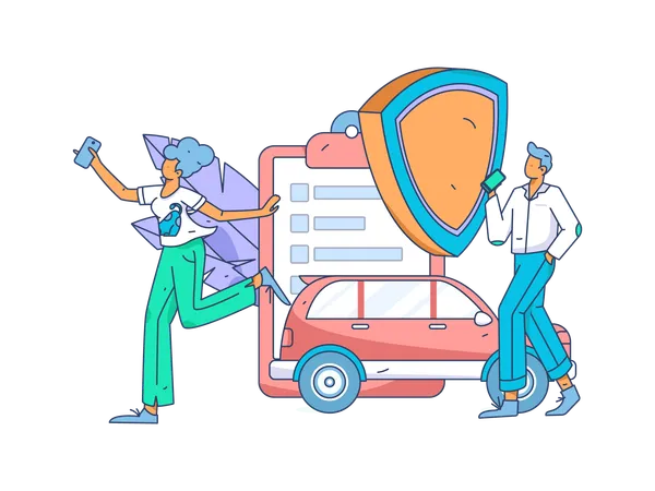 People insuring new car  Illustration