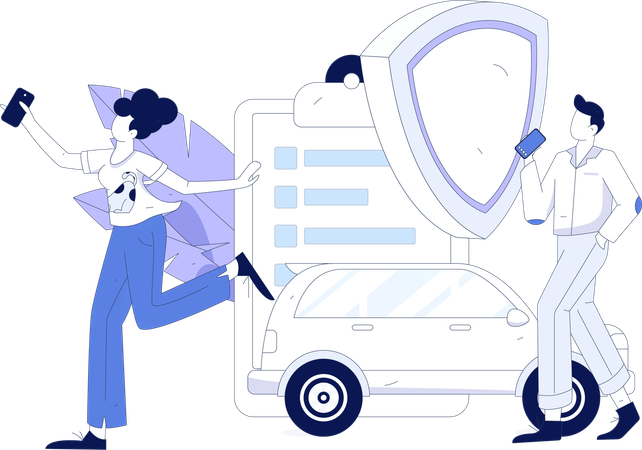 People insuring new car  Illustration