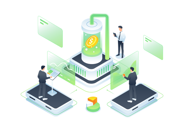 People Interaction with Money Incubation  Illustration