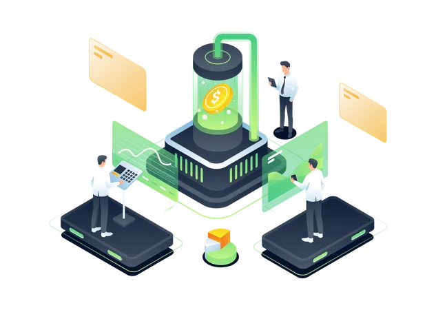 People Interaction with Money Incubation machine  Illustration