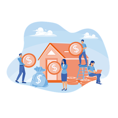 People invest money to buy houses  Illustration