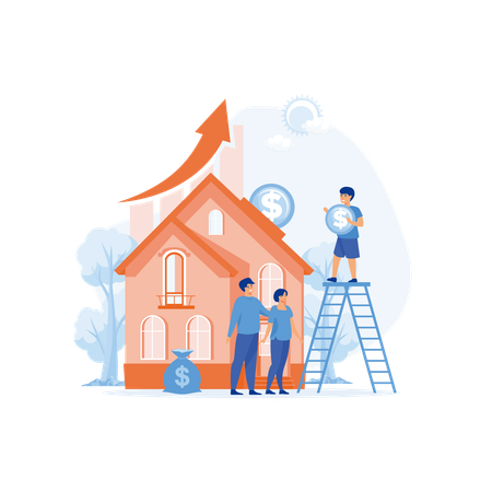 People Investing Money in Real Estate  Illustration