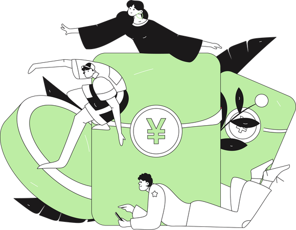 People inviting each other for reward collection  Illustration