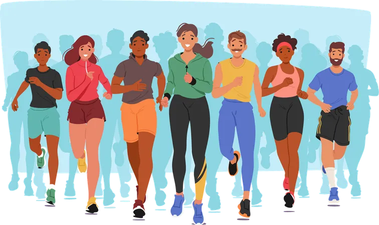 People Jogging  Illustration