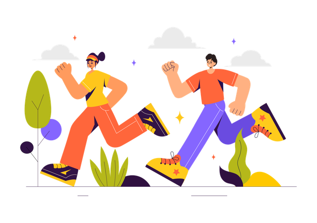 People jogging together  Illustration