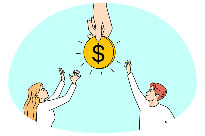 People jump for money  Illustration