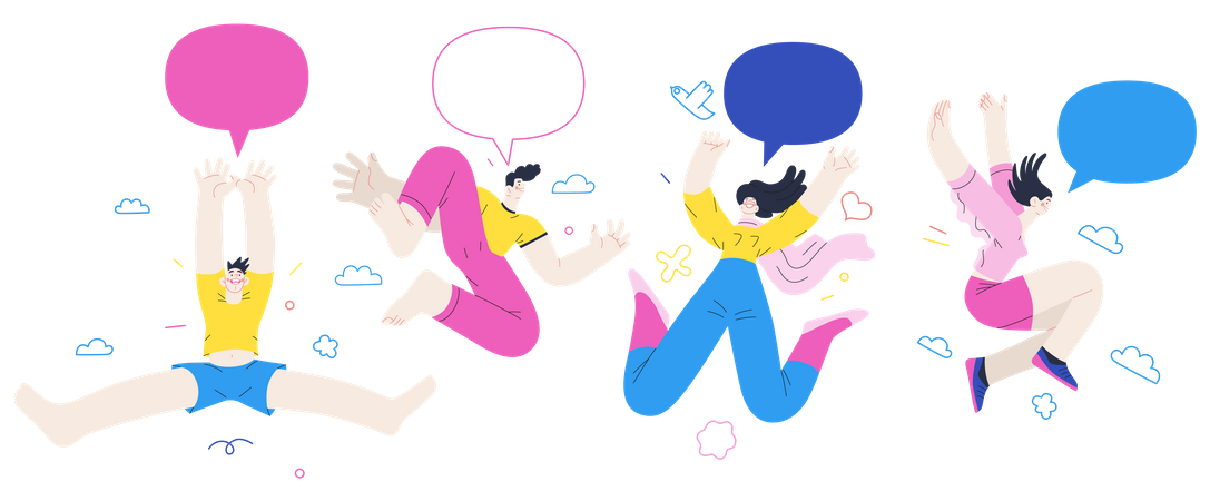 People Jumping In Air Illustration