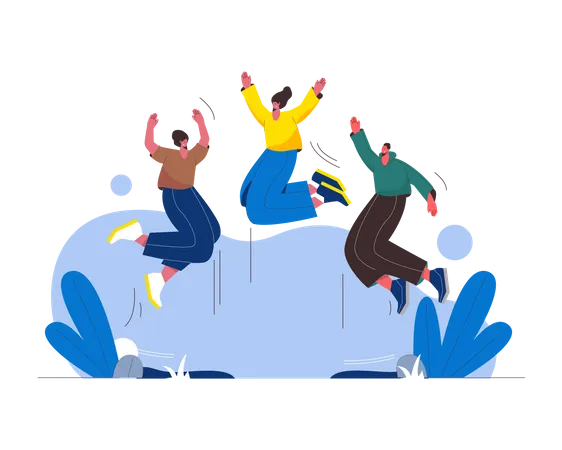 People jumping in air  Illustration