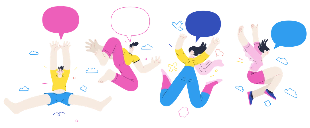 People Jumping In Air  Illustration