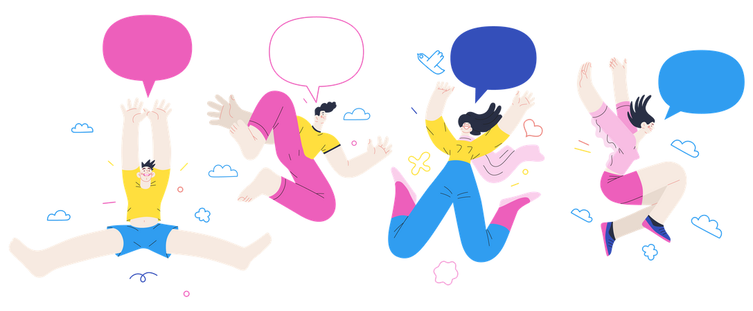 People Jumping In Air  Illustration