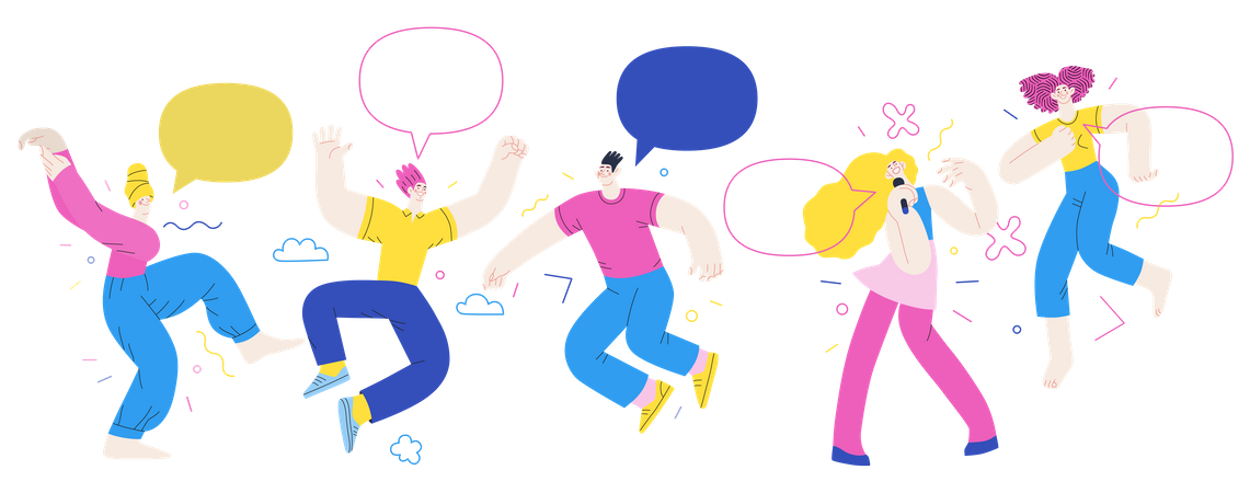 People Jumping In Air  Illustration