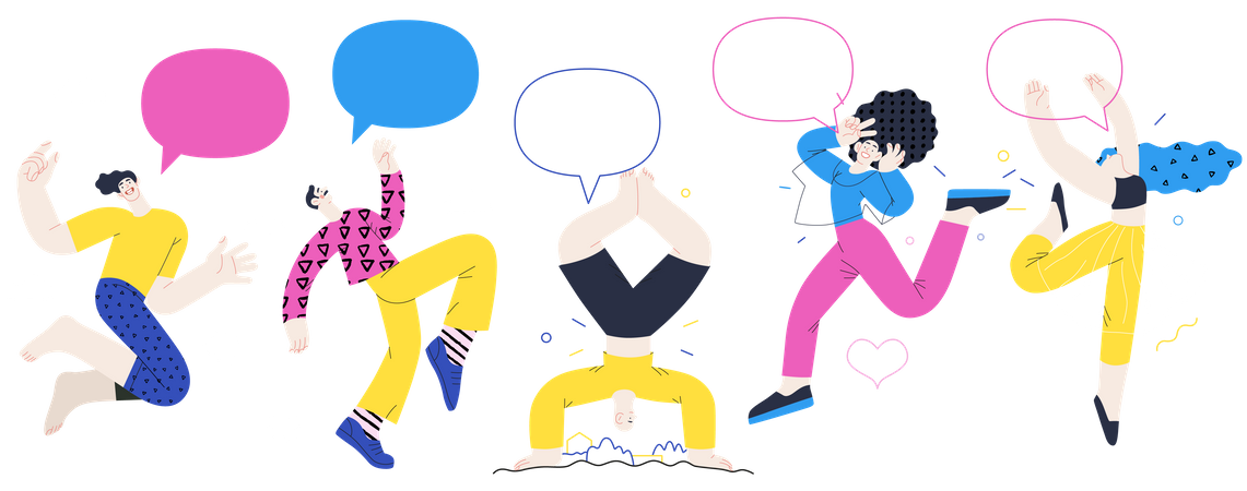 People Jumping In Air  Illustration