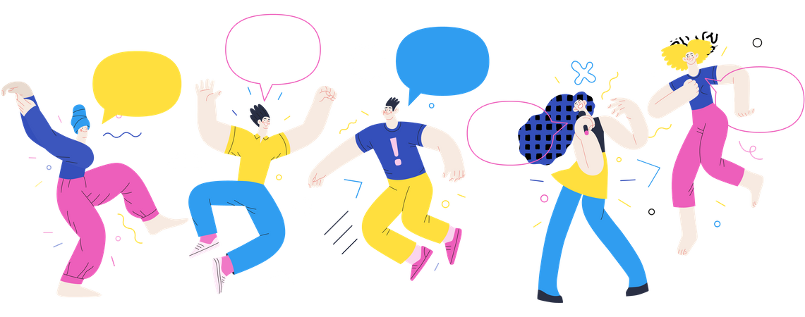 People Jumping In Air  Illustration
