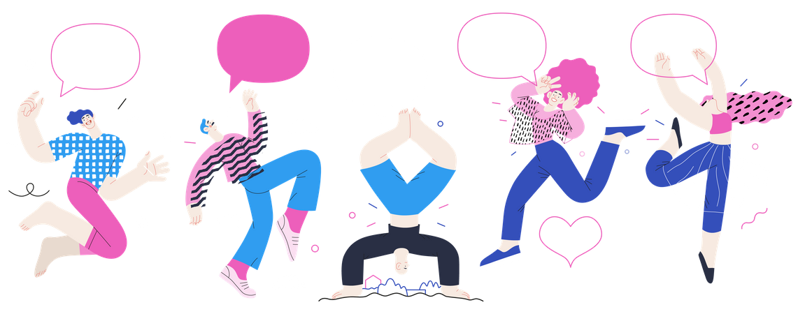 People Jumping In Air  Illustration