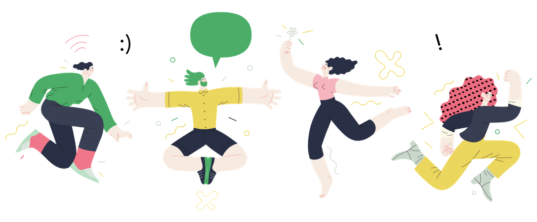 People jumping in the air cheerfully Illustration