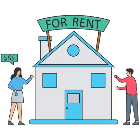 People keeping house for rent  Illustration