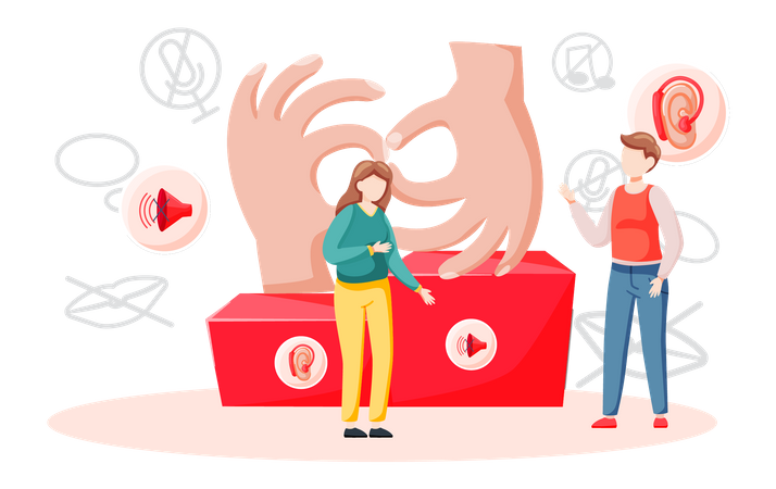 People learn sign language  イラスト